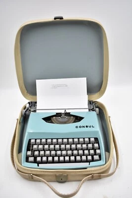 Máquina de escribir portátil y estuche de cuero vintage años 60 CONSUL 231.2 Foto 1 de 4