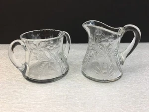 Antique American Brilliant Tuthill Cut Glass Etched Creamer & Open Sugar Bowl - Picture 1 of 6