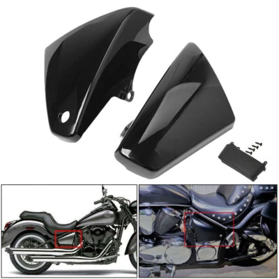 Cubierta de carenado lateral de batería ABS negro brillante apta para Kawasaki Vulcan VN900 06-2020 Foto 1 de 4