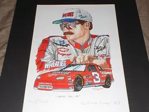 DALE EARNHARDT PRINT BY RICK FINN "EATIN' 'EM UP" 1997 LIMITED EDITION - Picture 1 of 5