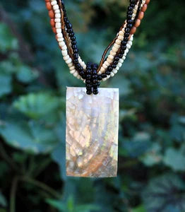 Kette Perlmutt Anhänger Perlmuttcollier Perlmuttkette Perlmuttanhänger Halskette - Bild 1 von 5