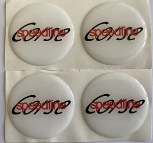SPEEDLINE CORSE ALLOY WHEEL CENTRE CAP DOMED STICKERS X4 WHITE RED BLK ALL SIZES - Picture 1 of 8