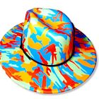 Camouflage Fashion Belted Fedora Hat  Tie-dye Bape like design New