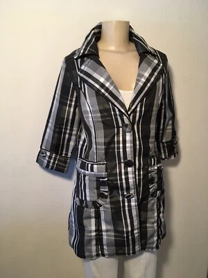 Neslay Paris Jacket Black/White Plaid Taffeta  (S) M EUC - Image 1 of 4