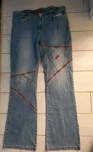 Vintage South Pole Light Blue Jeans Y2K Grunge Skater Sz. 13 Juniors Red Zipper - Picture 1 of 12