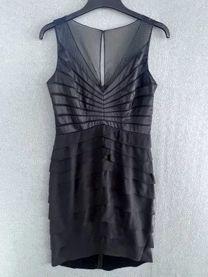 Vestido Chetta B by Sherrie Bloom Peter Noviello Talla 6 UK 10 Negro Volantes en Capas Foto 1 de 4