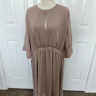 Vestido de chifón manga 3/4 con cordón cintura talla XL H&M Foto 1 de 4