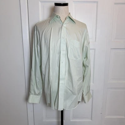 Camisa Ike Behar Para Hombres 16.5 35 Verde Claro Vestido Manga Larga Botón Bolsillo Frontal Foto 1 de 4