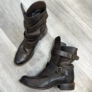 Botas cortas de moto Sonora de cuero marrón bruñido Brooklyn Ruina Moro talla 8 1/2 B - Imagen 1 de 9