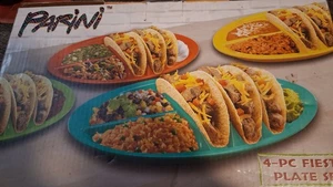 Parini 4 Pc Fiesta Plate Durable & Vibrant Taco Plates Lightweight & Durable NIB - Picture 1 of 3