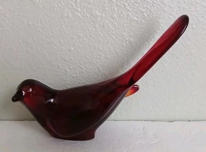 Fenton Cranberry Glass Bird of Happiness Long Tail Marked - Picture 1 of 11