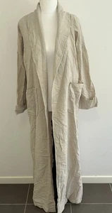 Anza Design Womens Long Open Light Jacket Coat Cardigan Linen Raw One Size VGC - Picture 1 of 5