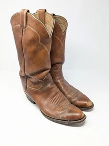Stivali western cowboy vintage Tony Lama da uomo taglia 11,5 B stile marrone 5084 - necessita di suole - Foto 1 di 8