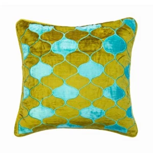 Couch Cushion Cover Green 16"x16", Sofa Decor Velvet Fabric - Dream Taj - Picture 1 of 4