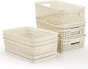 8 Pack Plastic Storage Baskets for Home Storage & Organisation Storage Bins - Picture 1 of 12