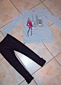 DKNY Größe 5 New York Girl Skyline Shirt & Größe 4 Leggings Hose Outfit gebraucht, in einwandfreiem Zustand - Bild 1 von 5