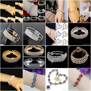 Glam Fashion Women Bracelet Bangle Wristband Crystal Rhinestone New Jewelry - Picture 1 of 72