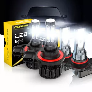 For 2004-14 Ford F150 10000K LED Headlight Hi/Lo+Fog Light 4 Bulbs H13 H10 Kit - Picture 1 of 14