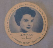 Original 1950's  Jean Peters  Fortier Dairy Ice Cream Cup Trading Card 