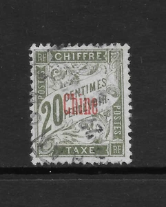 FRANCE OFFICES IN CHINA SCOTT J4 USED VF - 1907 20c OL GREEN POSTAGE DUE ISSUE - Picture 1 of 2