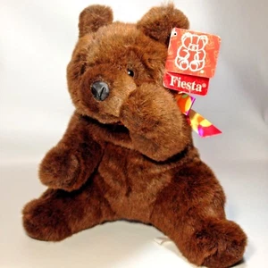 Fiesta Teddy Bear Plush Brown 11" Sitting Paw Bear Grizzly Stuffed Animal w/ Bow - Bild 1 von 11