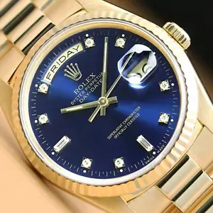 Rolex Herren Tag Datum Präsident 18K Gelbgold Fabrik Diamant Armbanduhr 18238 - Bild 1 von 10