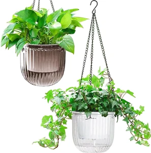 2 Pack Self Watering Hanging Planters Indoor Flower Pots, 6.5 Inch Outdoor - Picture 1 of 12