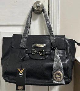 NWT Versace 19v69 Italia Nicoletta Stingray Black Faux Leather Shoulder Tote Bag - Picture 1 of 24