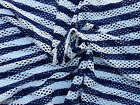  Navy White Stripe Cotton Spandex Fishnet Fabric Knit By the Yard 60"W