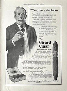1916 Ad Antonio Roig & Langsdorf Philadelphia PA Girard Havana Cigars 10 Cents - Picture 1 of 1