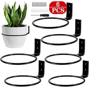 6x Wandhalterung Blumentopfhalter Metall Wand Ring Blumentopf Halterung 4in - Bild 1 von 20