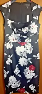 White House Black Market Dress Square Neck Sleeveless Floral Midi Satin Sz 4 NWT - Picture 1 of 4