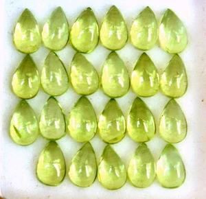 Peridoto Naturale Cabochon 5x3 mm 5,82 Cts Lotto 20 Pezzi Pietra Preziosa Sciolta Lucente - Foto 1 di 6