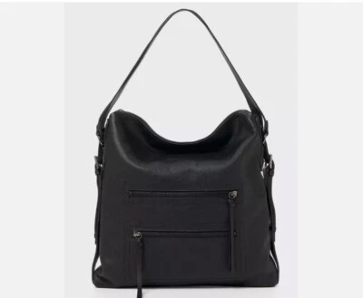 BOTKIER Cheksea pebbled leather convertible hobo shoulder bag backpack - BLACK - Image 1 of 4