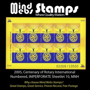 Australian Decimal Stamps, 2005 Rotary Centenary, IMPERFORATE SHEETLET 10, MNH - Picture 1 of 2