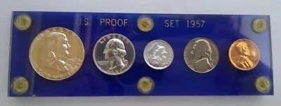 1957 U. S Silver Proof Set in Capital Lucite Holder - blue- beautiful condition! - Image 1 of 2