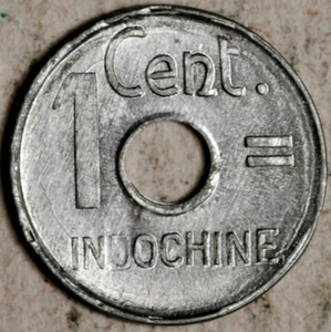 1943 FRENCH INDO-CHINA 1 CENT (LEC-111) BRILLIANT UNC! LOT#1 - Picture 1 of 2