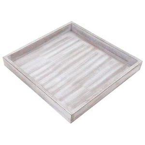 Deko Tablett Holz Weiß-Grau Dekoplatte Kerzen Tisch Servier Shabby Chic 30x30cm - Bild 1 von 7