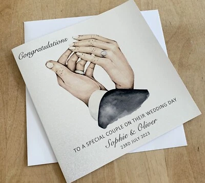 UTOPIA CARDS Personalised Wedding Day Card - Special Couple - Bride and Groom - Handmade