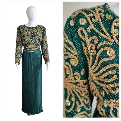 Vestido formal vintage Lillie Rubin x George J.Couture dinastía con cuentas talla 14 Foto 1 de 4