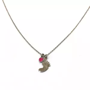 Collana con pendente per le mamme in argento (piede + cuore bimbo/bimba) - Bild 1 von 2