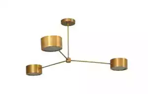 3 Light Stilnovo Balance Glass Raw Brass chandelier light Fixture - Picture 1 of 5