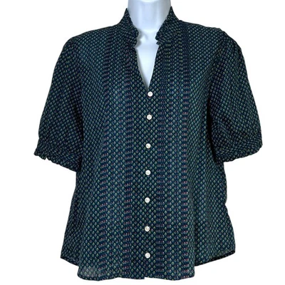 Trovata Birds of Paradis Eloise Pintuck 衬衫 Cottage Ditzy 尺寸 M Preppy — 第 1/4 张图片