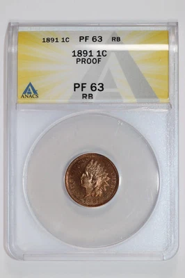 CENTAVO CABEZA INDIA A PRUEBA 1891 ANACS PR63 RB Foto 1 de 2