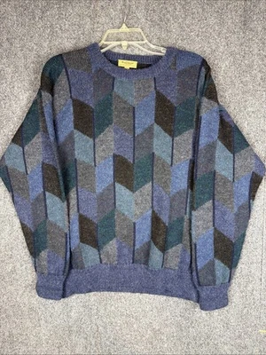 Vintage Paul Stuart 100% Alpaca Hand Knit Mens L Sweater 90s Grandpa Cosby - Image 1 of 4