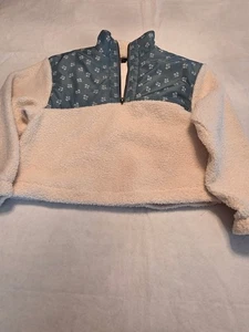 Universal Thread Damen blau Blumen Colorblock 1/4 Reißverschluss Sherpa Jacke Größe Small - Bild 1 von 8
