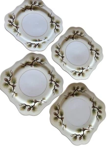 Vintage 1958 Narumi Japan China Shasta Kiefer 7 3/4" Quadratischer Salatteller Goldrand - Bild 1 von 5