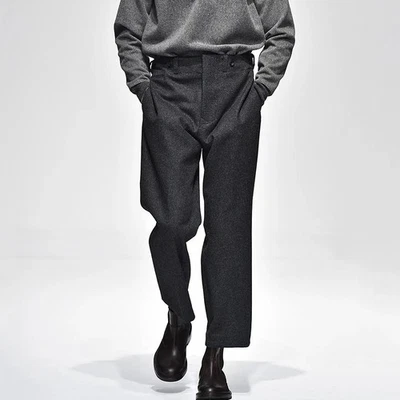 Pantalones cortos sueltos informales de lana rectos calce ajustado para hombre Pantalones de lana coreanos Foto 1 de 4