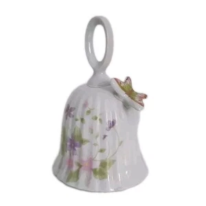 Japanese Porcelain Bell With Butterflies Flowers White Excellent Condition 5" - Picture 1 of 7