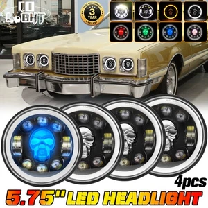 4x 5.75'' LED Headlights Hi/Lo Halo Skull RGB DRL For Ford Thunderbird 1958-1976 - Picture 1 of 9